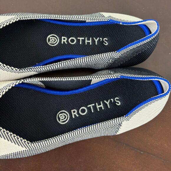 Rothy’s The Flat Round Toe Captoe Buffalo Plaid Woven Flats Women's 8.5 Black - Picture 7 of 8